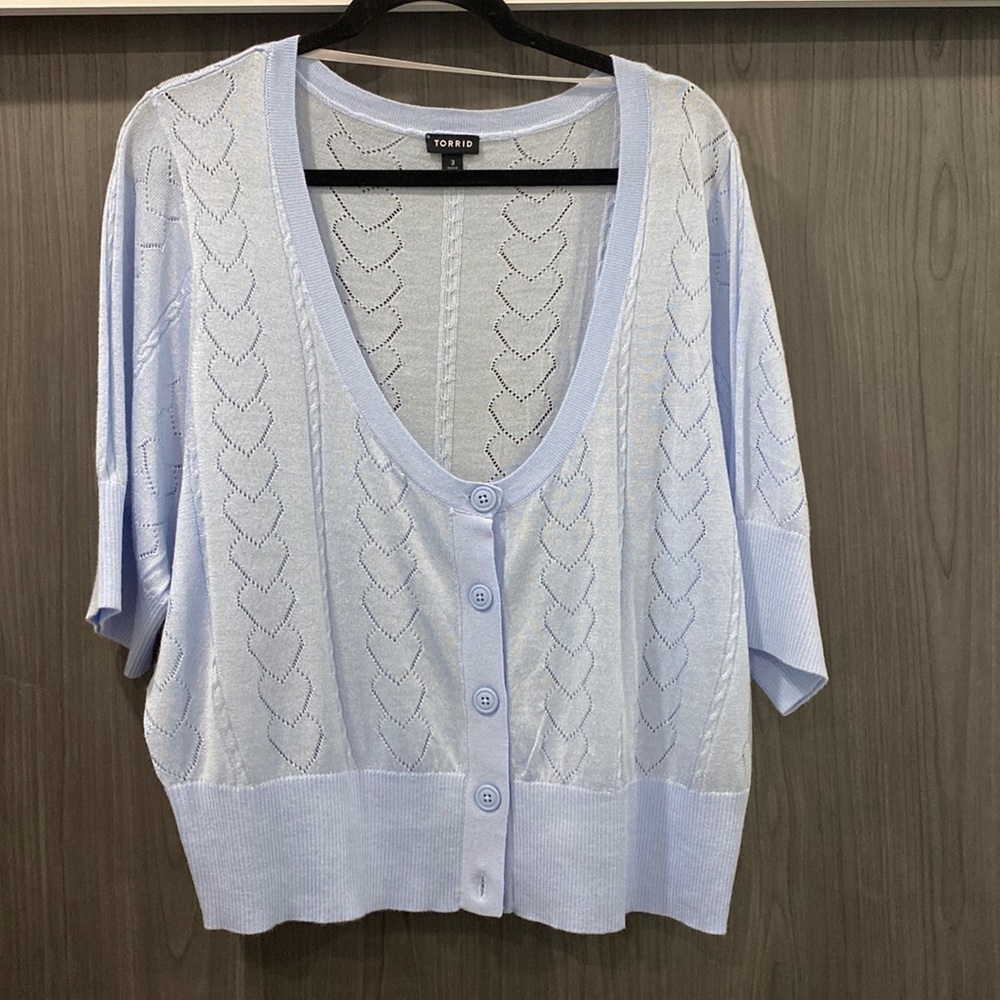 Torrid crop pointelle blue cardigan💕💕💕